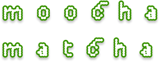 'moocha matcha' green text logo on a transparent background